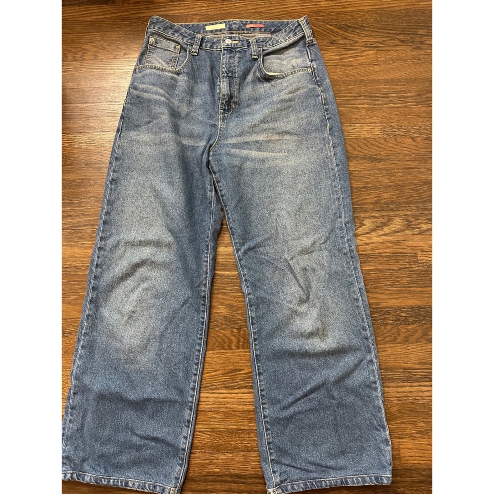 Pilcro and the Letterpress High Rise Wide Leg Jeans Medium Wash Blue Denim 29